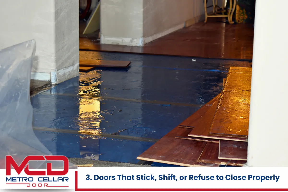 3. Doors That Stick, Shift, or Refuse to Close Properly