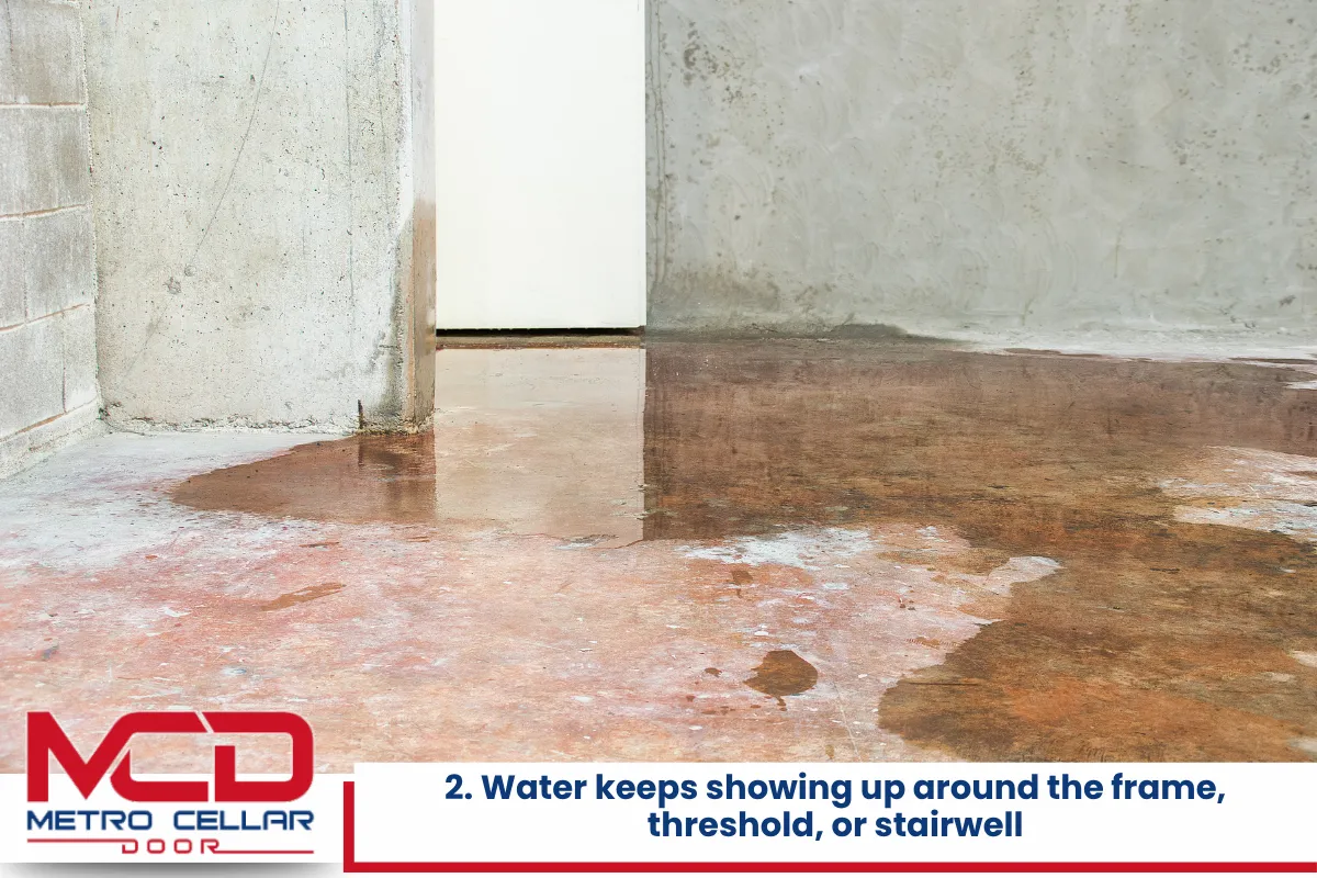 2. Water keeps showing up around the frame, threshold, or stairwell