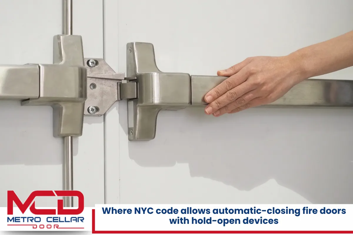 Where NYC code allows automatic-closing fire doors with hold-open devices